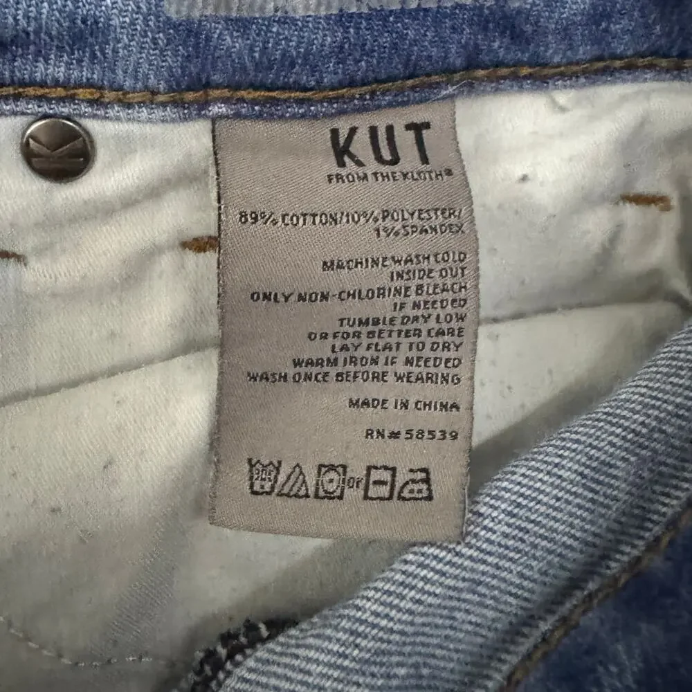 Kut From The Kloth Women’s 2 Distressed Straight Crop Jeans Light Wash Raw Hem - Picture 4 of 6